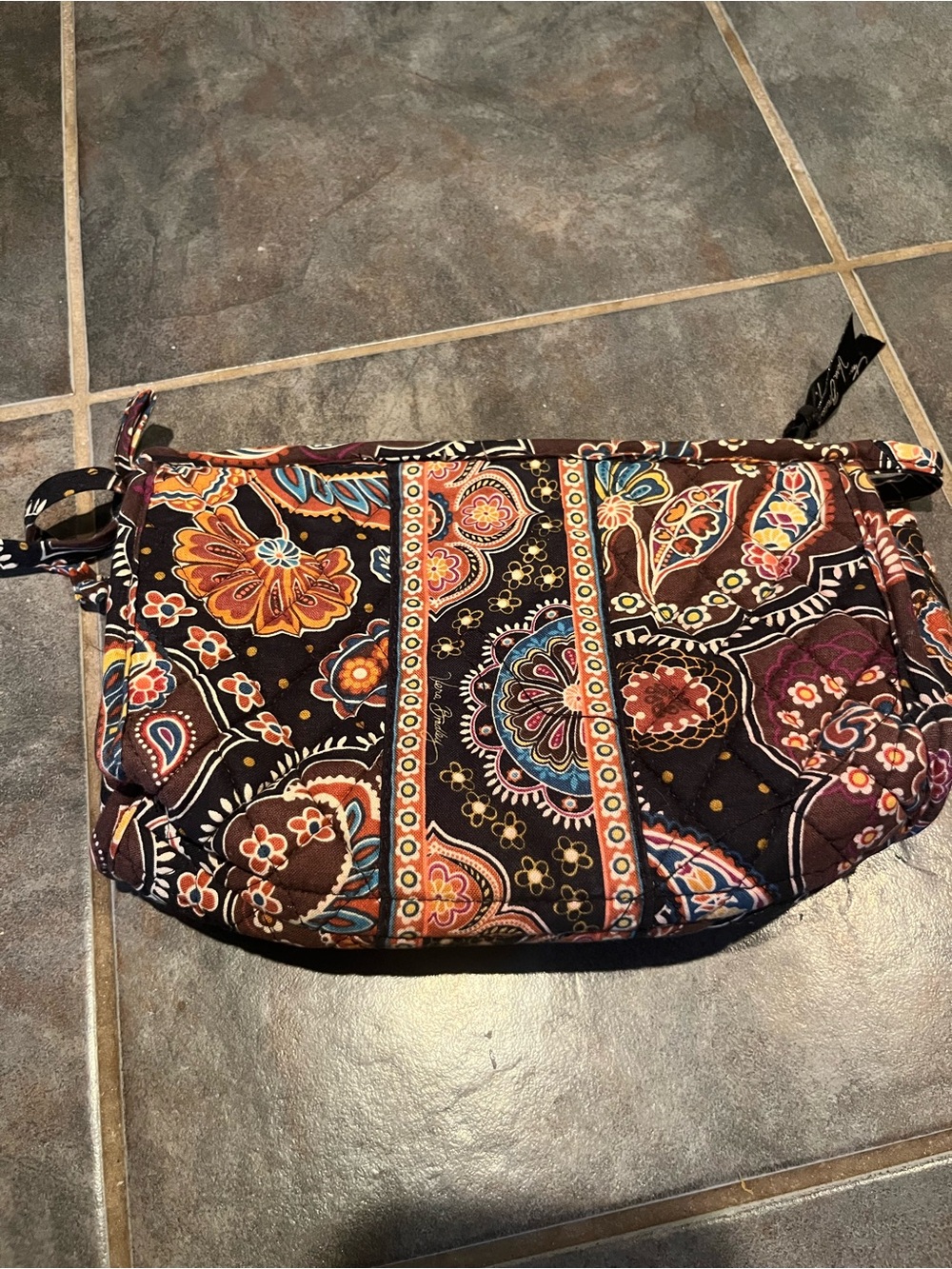 Vera Bradley Brown Multi Floral Paisley Cosmetic Wristlet